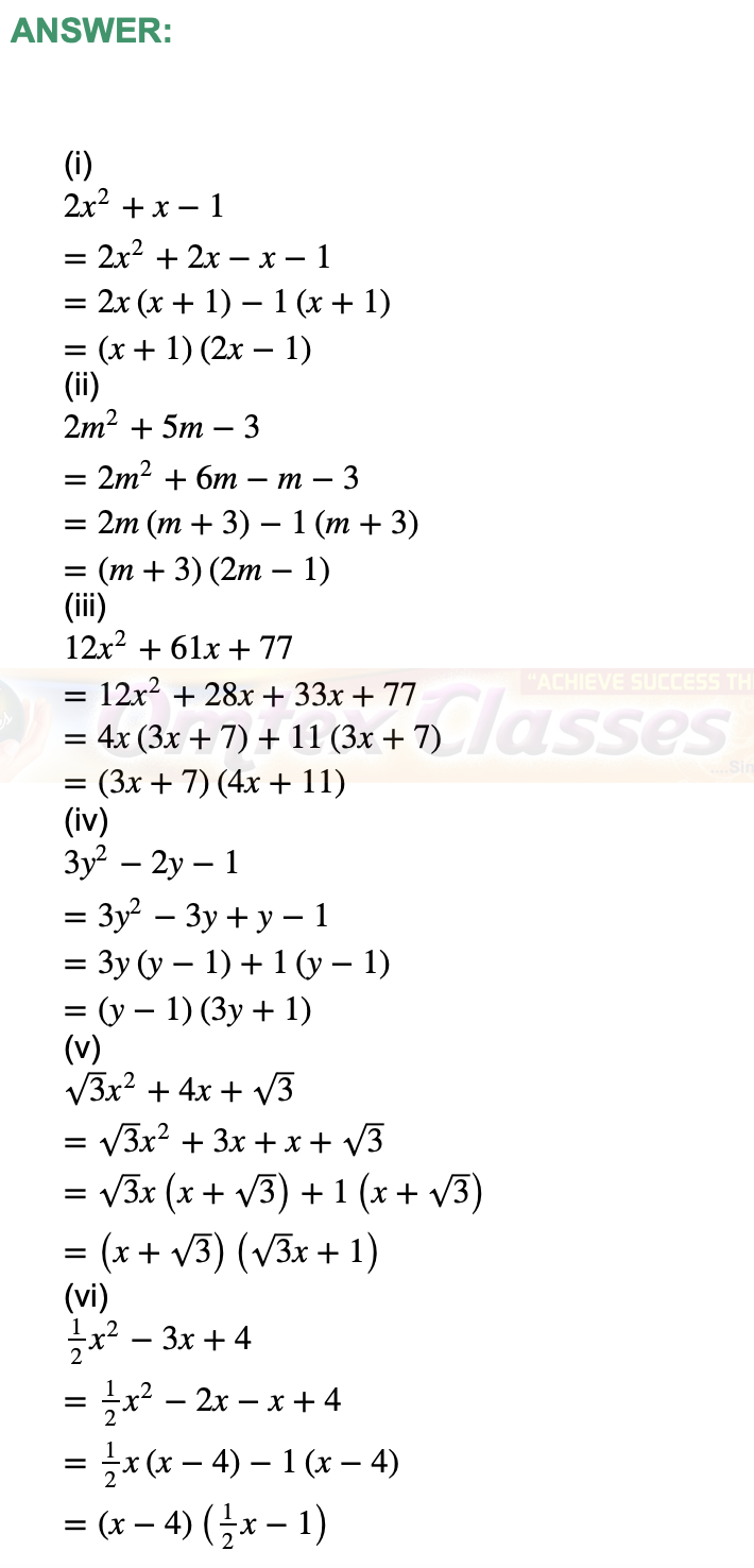 OMTEX CLASSES MAHARASHTRA : Chapter 3 - Polynomials Mathematics Part I
