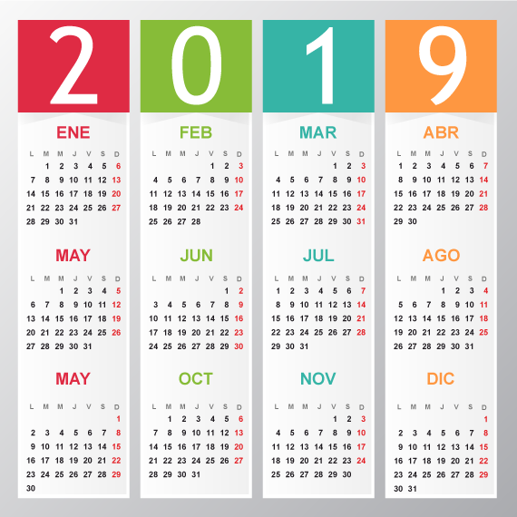 calendario elegante del 2019 editable en español vector vector clipart calendarios en espanol