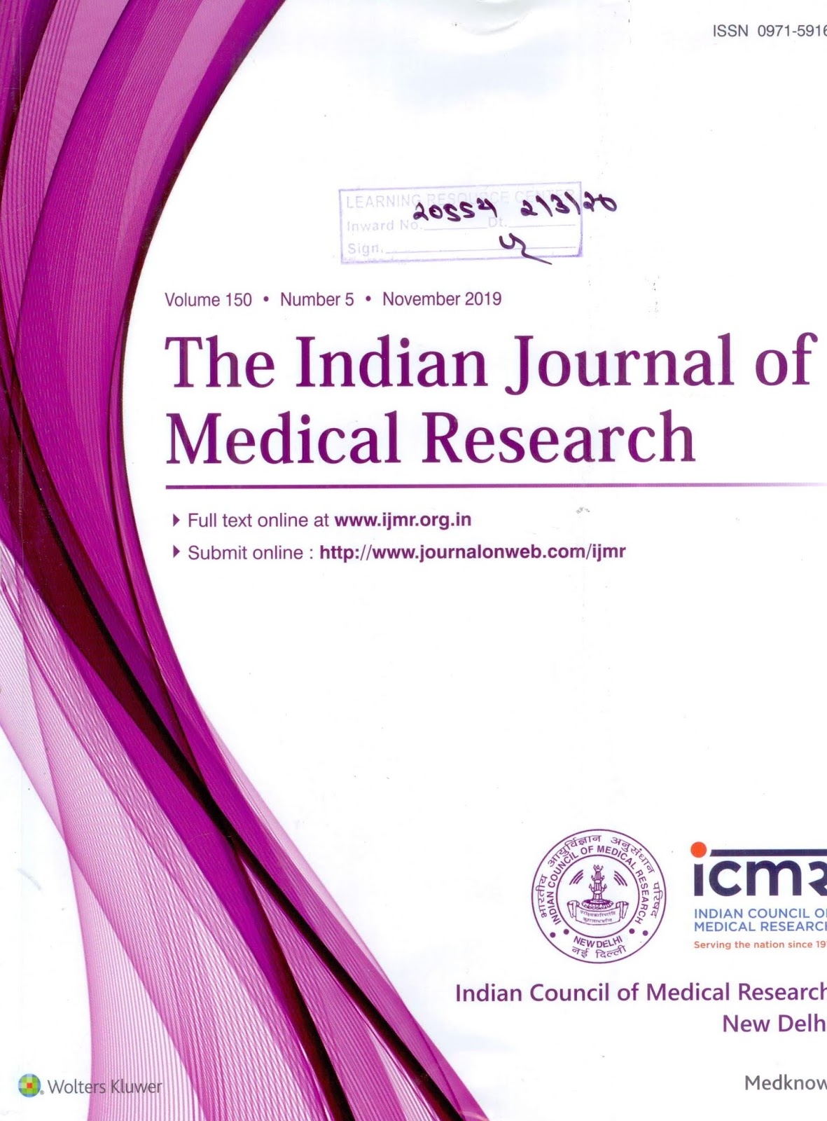 http://www.ijmr.org.in/showBackIssue.asp?issn=0971-5916;year=2019;volume=150;issue=5;month=November