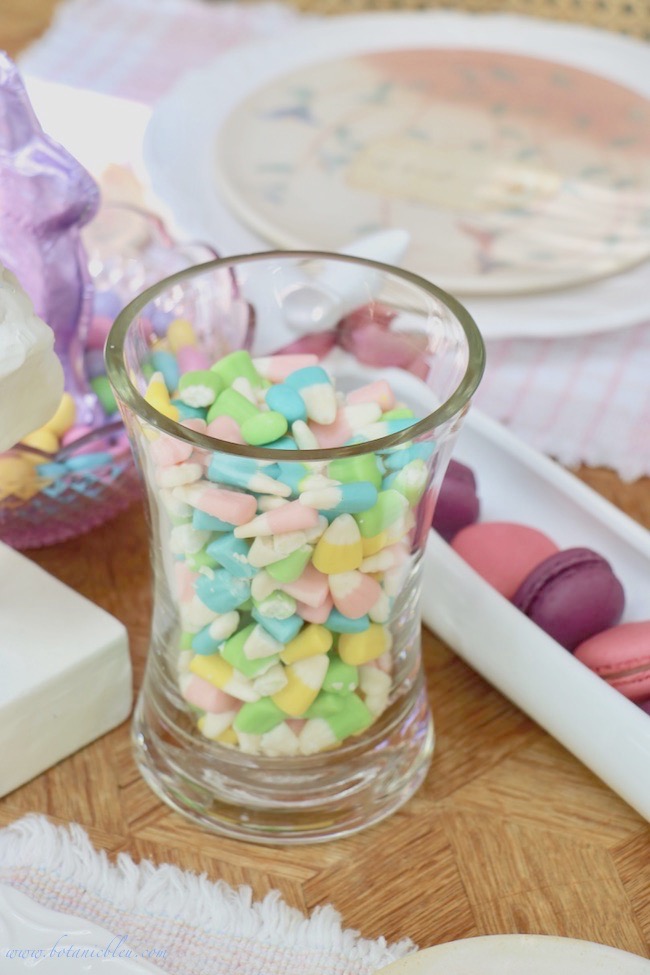 Easter candy treats as dessert table centerpiece