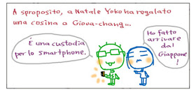 A sproposito, a Natale Yoko ha regalato una cosina a Giova-chang... E' una custodia per lo smartophone. Ho fatto arriare dal Giappone!
