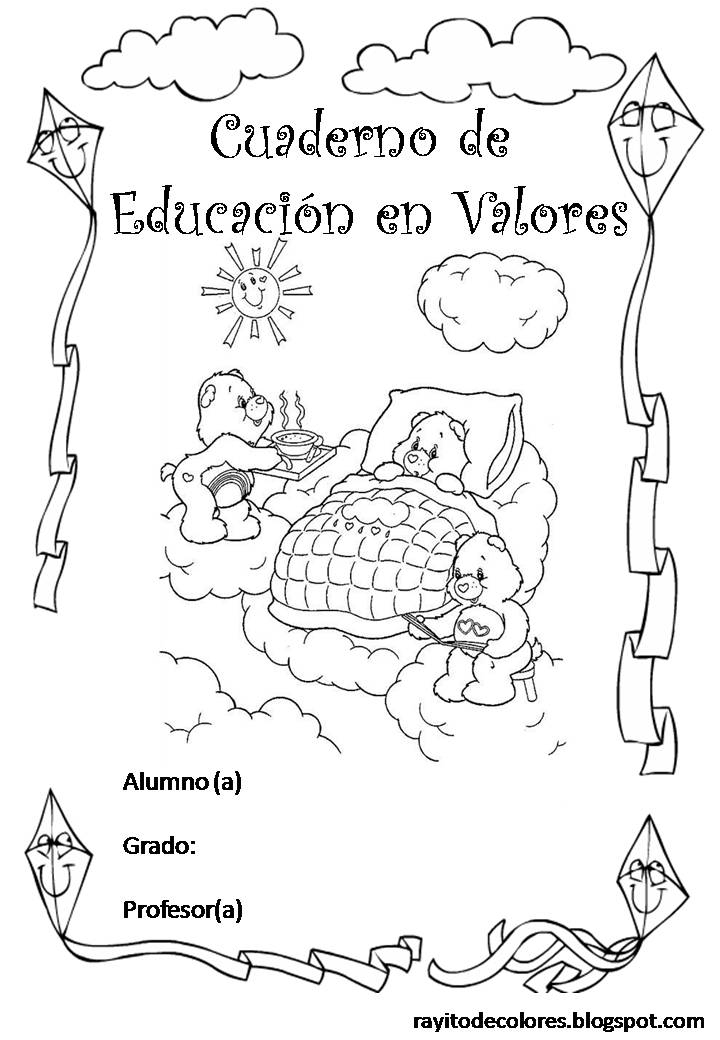 Carátula para cuaderno de Educación en valores