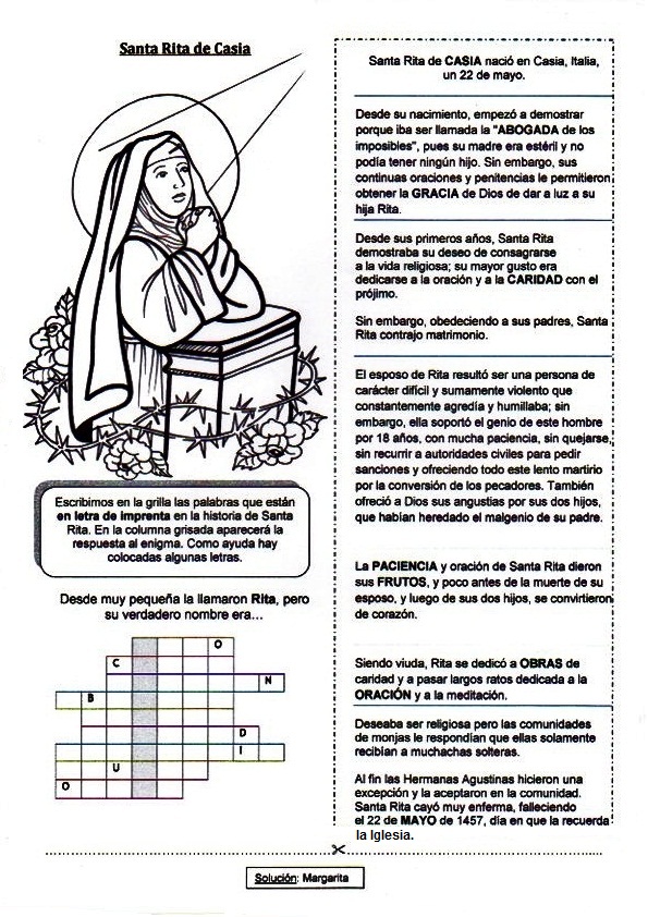 La Catequesis (El blog de Sandra) Recursos Catequesis Santa Rita de Casia