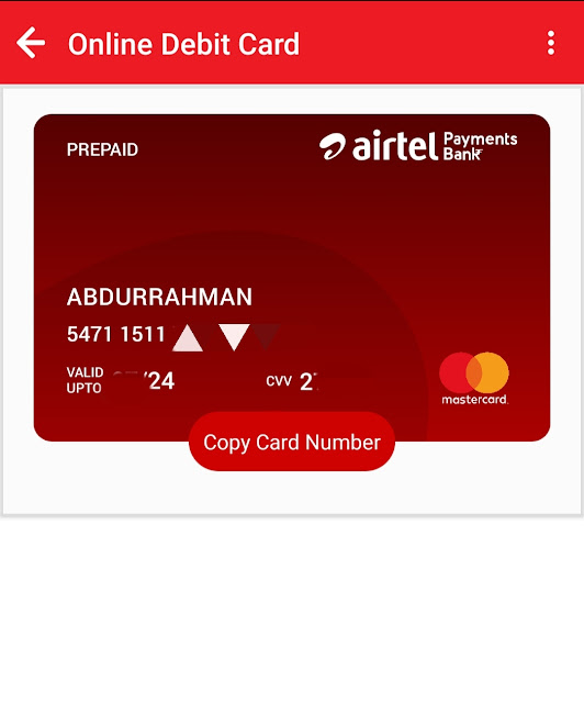 Airtel Virtual Debit Card
