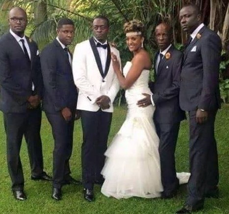 bizarre wedding pose