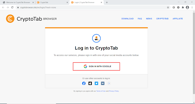 Cryptotab browser Login