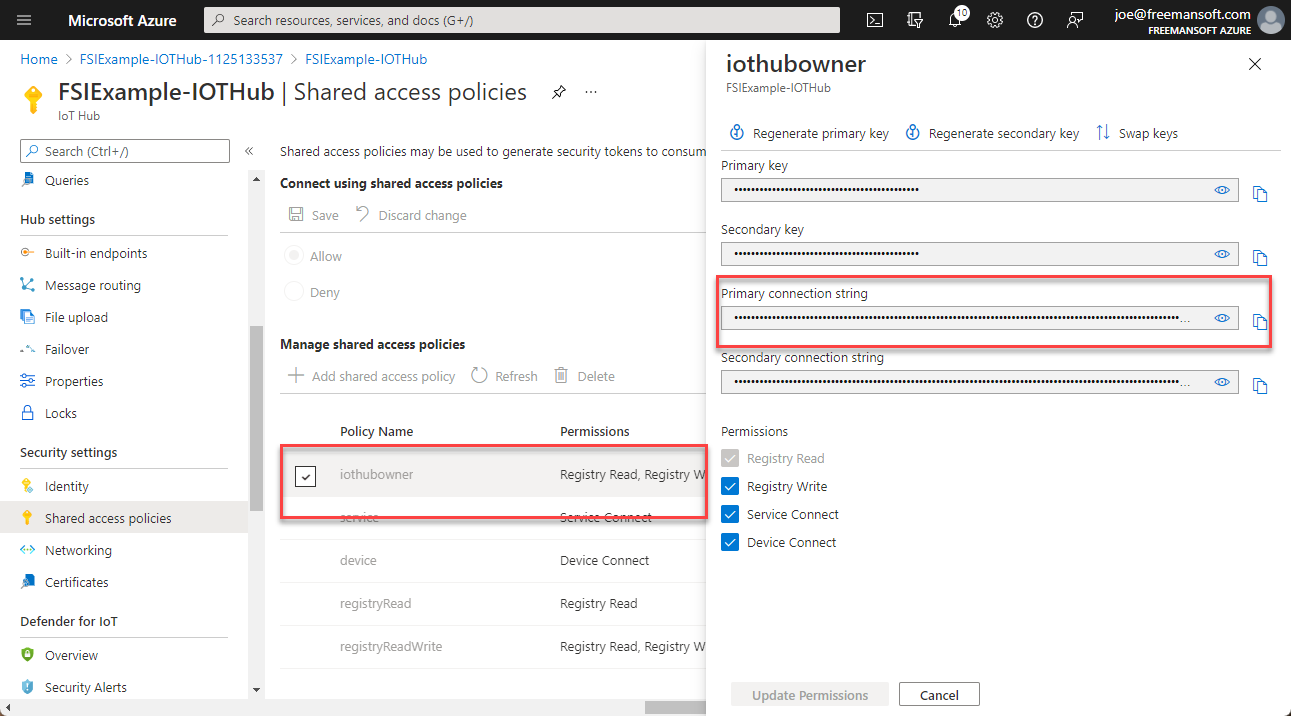 Azure IoT Hub Generating the SAS Token connection string