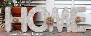 Wooden Letter and Burlap Home Sign