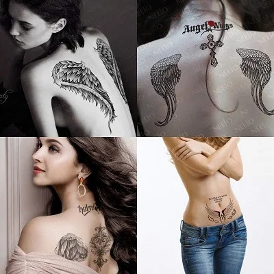 Kotbs Temporary Tattoos Paper Lovely English Words & Feather Designs Body Art Make up for Women Fake Tattoo Sticker