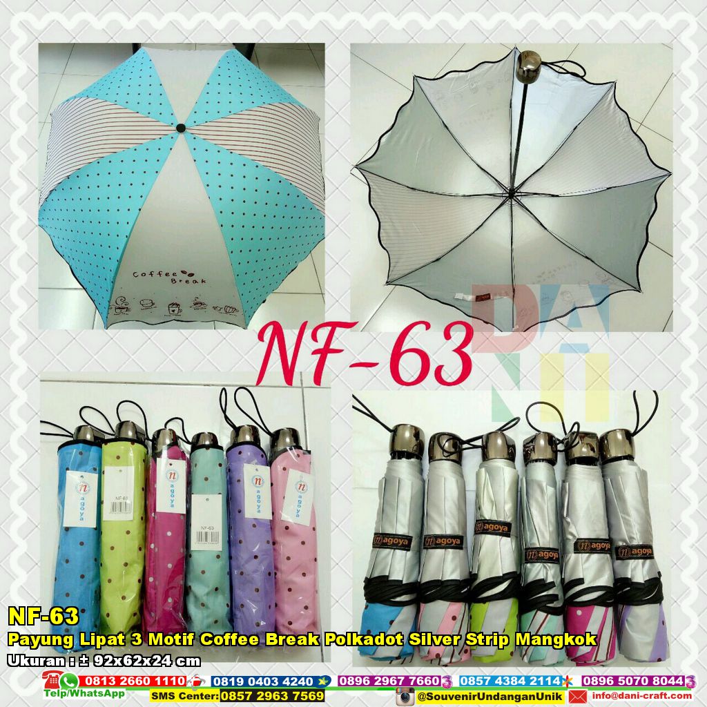 Payung Lipat 3 Motif Coffee Break Polkadot Silver Strip ...
