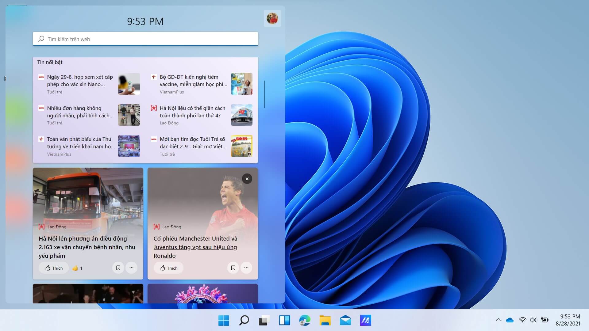 Hiển thị tin tức tiếng Việt trong Widgets Windows 11