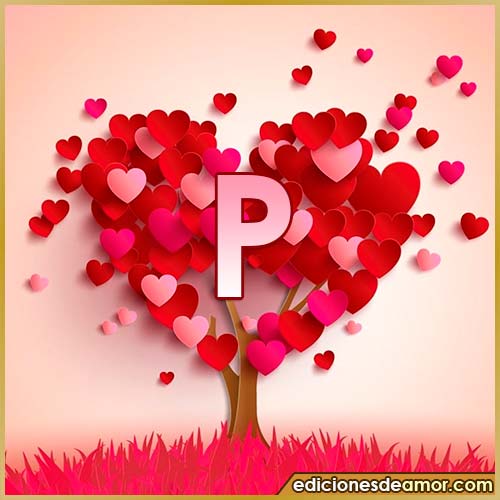 árbol de corazones con letra P