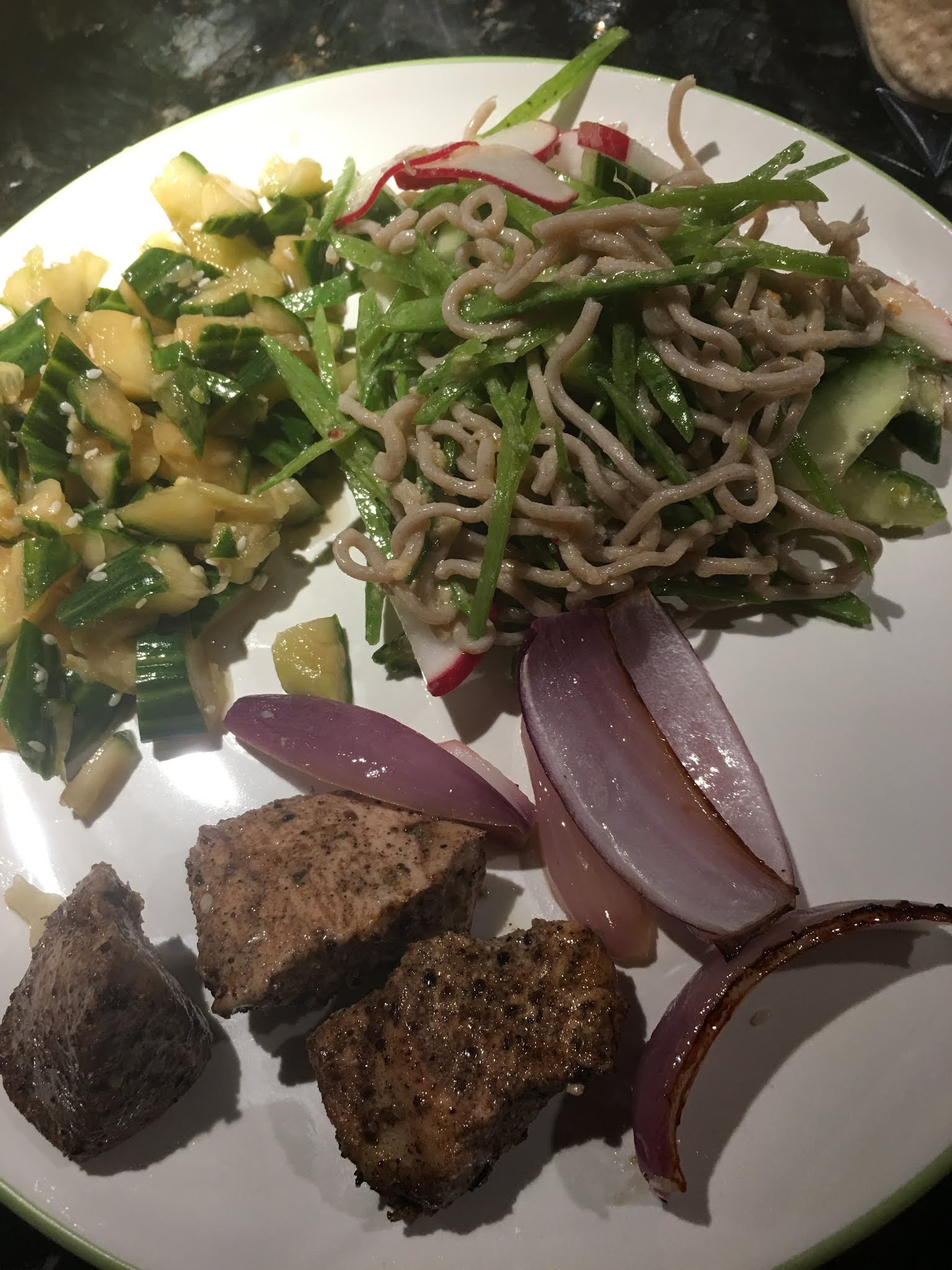 Chilled Soba Noodles with Cucumber, Snow Peas, and Radishes