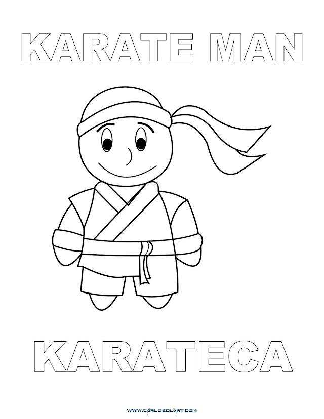 Dibujos Inglés - Español con K: Karateca - Karate Man