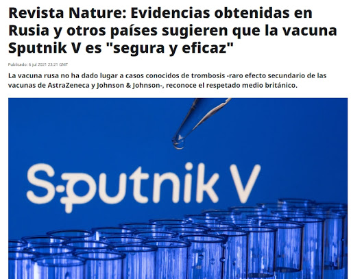 Revista Nature dice que  Vacuna  Putnik-V es Segura y Eficaz