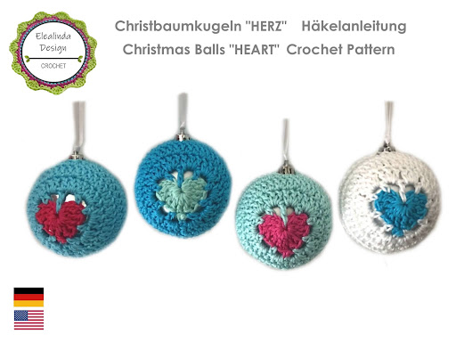 Häkelanleitung HERZ Christbaumkugeln