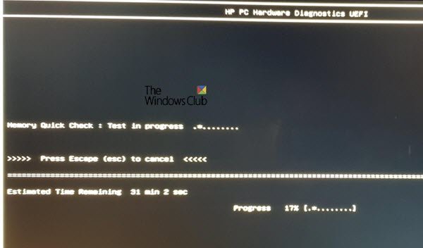 UEFI de diagnostic matériel PC HP sous Windows 10