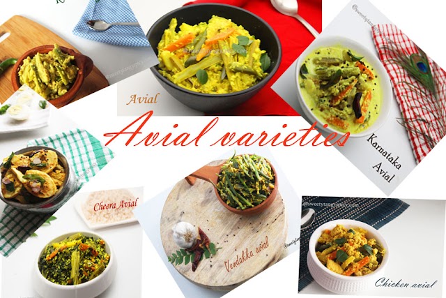 Different types of avial or aviyal recipes and cooking tips