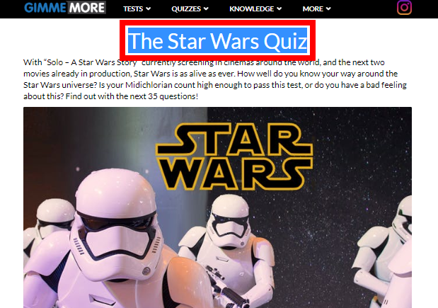 Gimme More star wars quiz answers