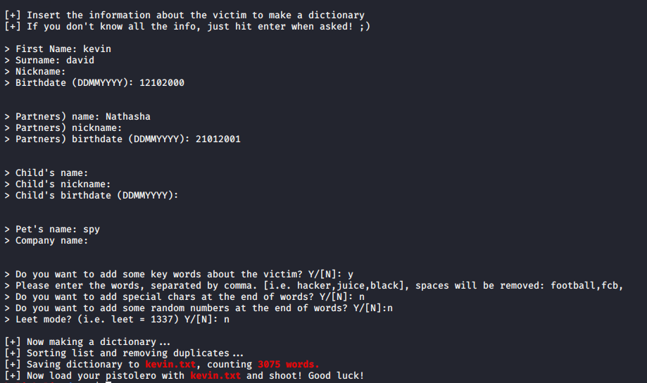 How to Create a Custom Word list using Cupp