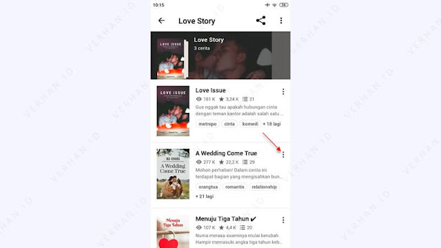 pilih cerita wattpad yang akan di hapus