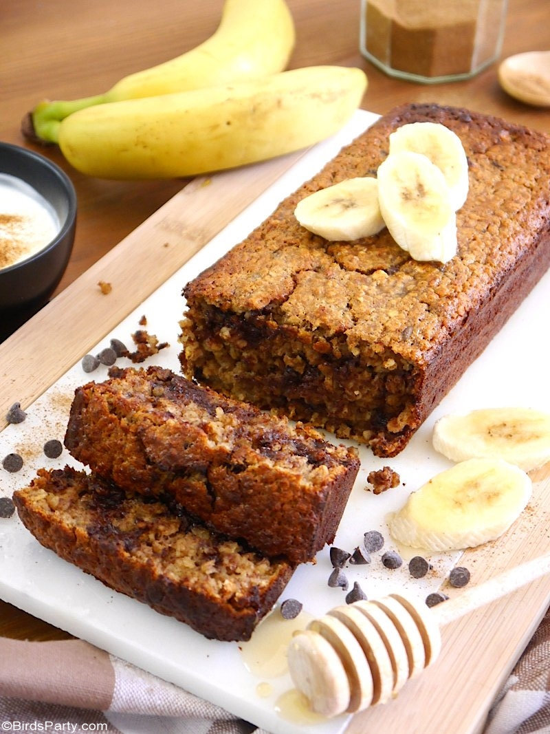 Recette Banane Bread Sans Gluten - recette délicieuse, rapide et facile à préparer pour le petit-déjeuner, goûter des enfants ou dessert!
