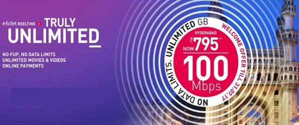 Excitel Unlimited Broadband plans without FUP and with rs.200 discount offer on internet plans