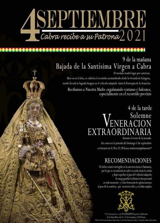 Carteles de los actos de María Santísima de la Sierra, Patrona de Cabra 2021