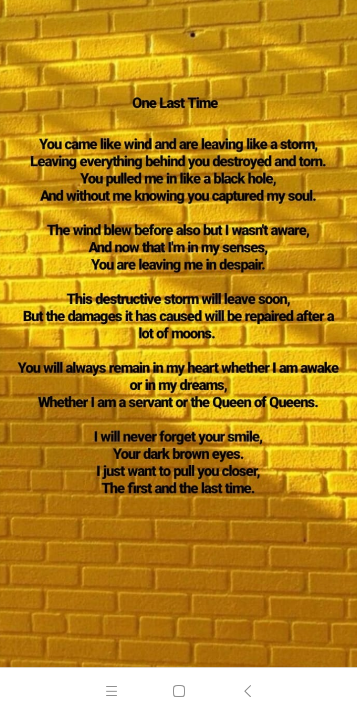 One Last Time A Kinu Poem