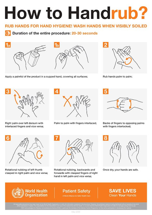 How to handrub WHO advice sheet