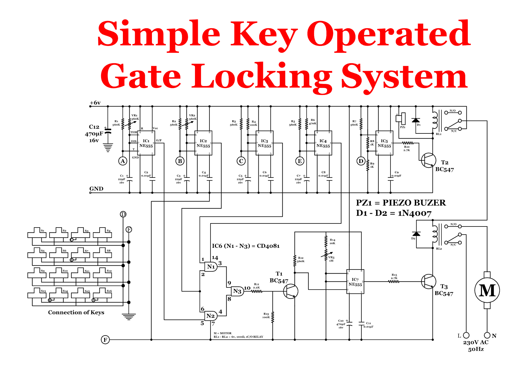 FREELY ELECTRONS: Simple Key Operated Gate Locking System - Electronics