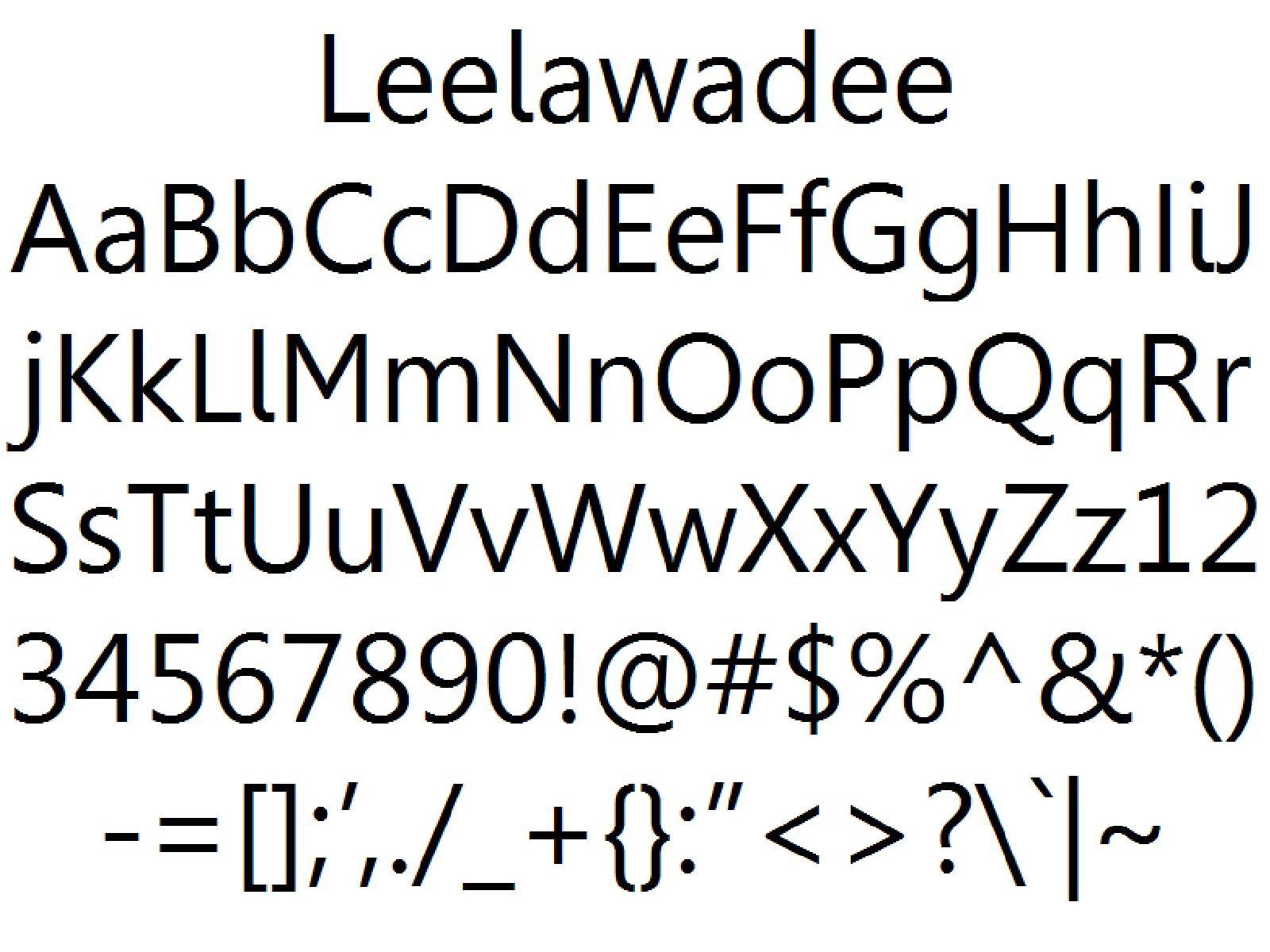 Font Alphabet Styles: Leelawadee