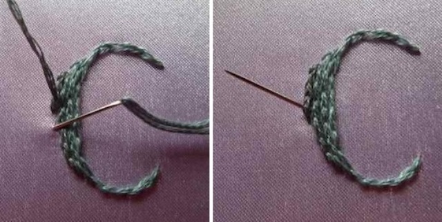 Cách thêu tên lên gối bằng mũi Split stitch