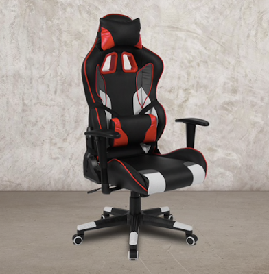 X40 Black and Red Leather Reclining Gaming Chair with Adjustable Lumbar Support