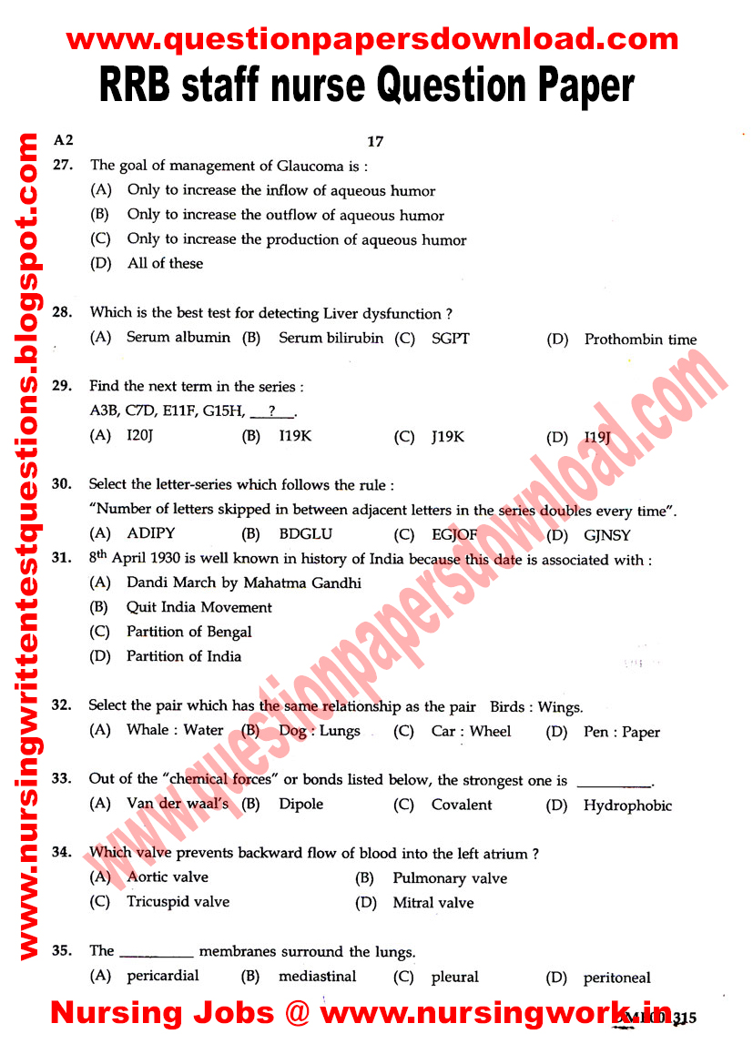 gk questions for rrb staff nurse exam