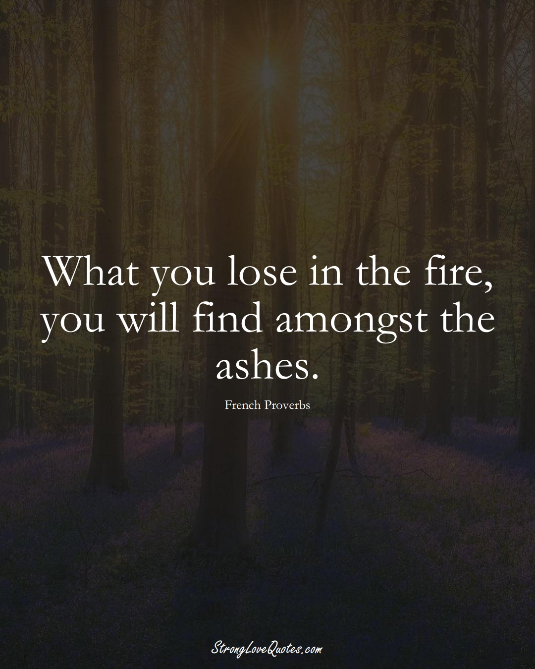 What you lose in the fire, you will find amongst the ashes. (French Sayings);  #EuropeanSayings