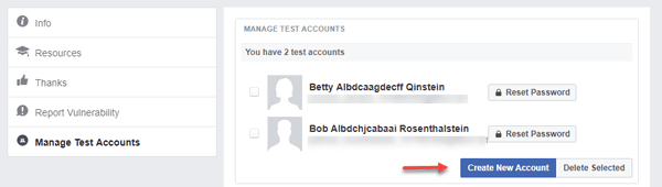 Maak een testaccount op Facebook