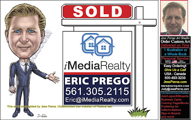IMedia Realty Sold Sign with Agent Caricature