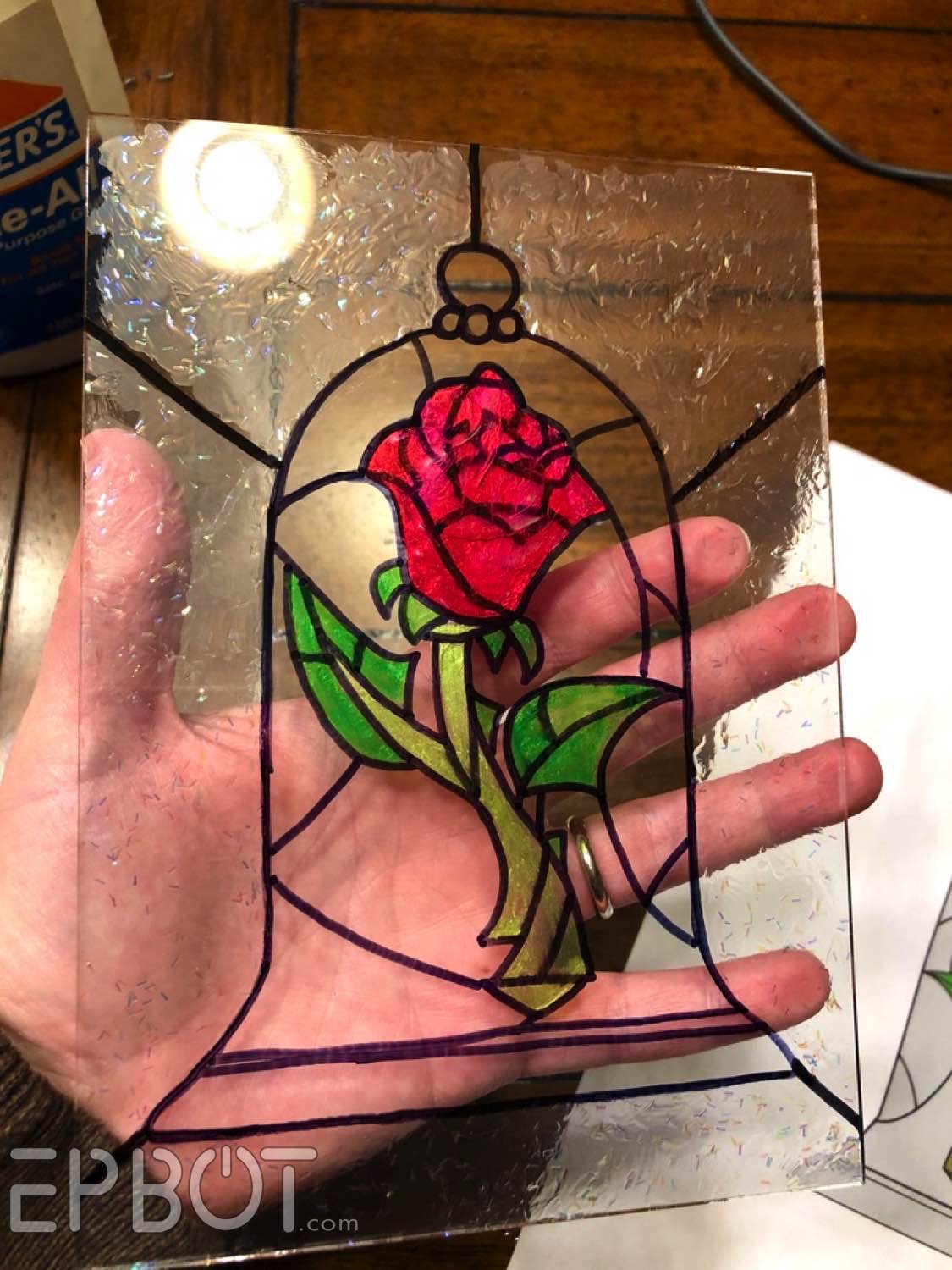 Faux Stained Glass Beauty & the Beast Rose Tutorial