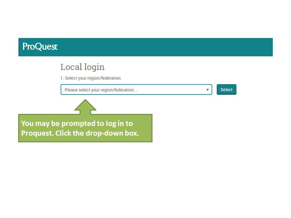 Proquest Login navigating all the options