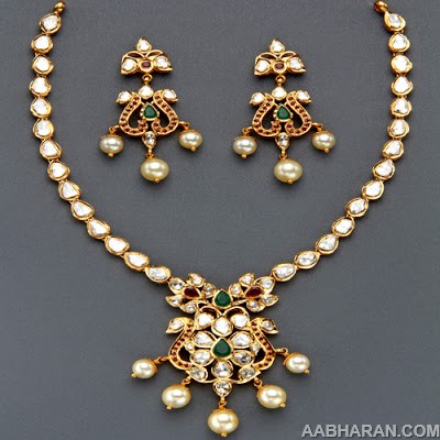 Polki Necklace sets from Mangatrai - Indian Jewellery Designs