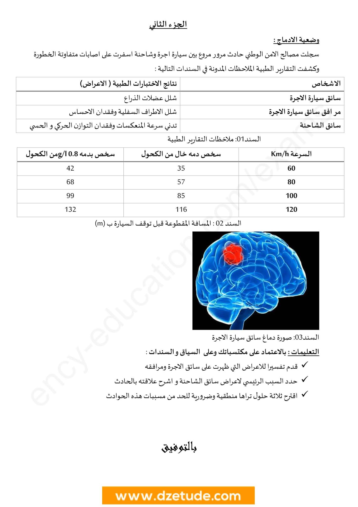 فرض العلوم الطبيعية الفصل الثاني للسنة الرابعة متوسط - الجيل الثاني نموذج 6