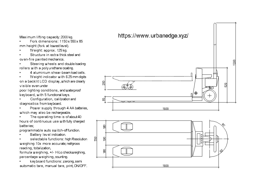 Hand Pallet Truck CAD Block In DWG Format, Free AutoCAD 2D