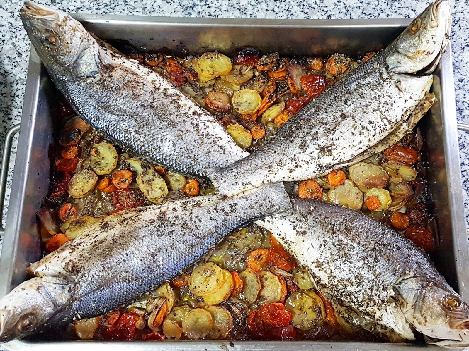 Maryam's Culinary Wonders 1277. Greek Roast Fish with Vegetables