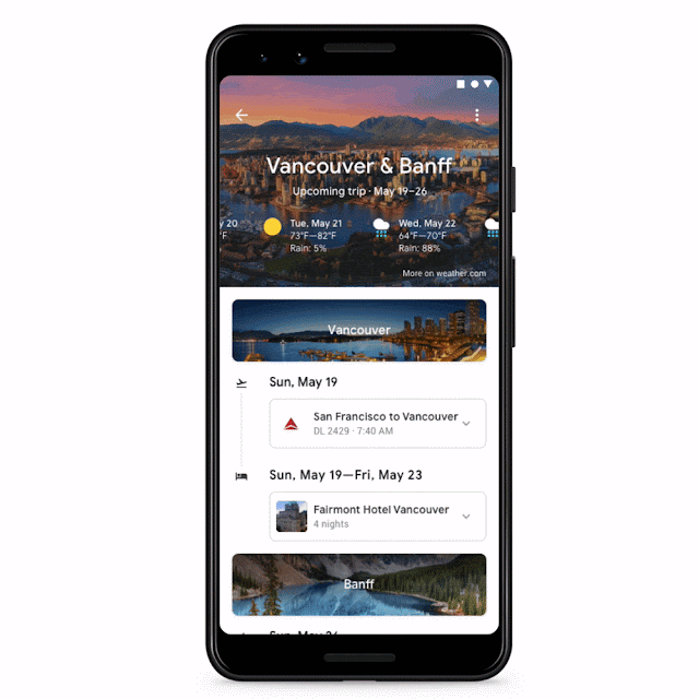 Google Travel-Anwendung auf einem Smartphone