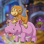 Play Games4King -   G4K Rescue The Hippo And Cute Monkey Escape Game