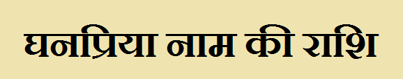 Ghanpriya Name Rashi 