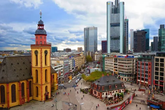 Things to do in Frankfurt Germany: view of Frankfurt City Centre from above