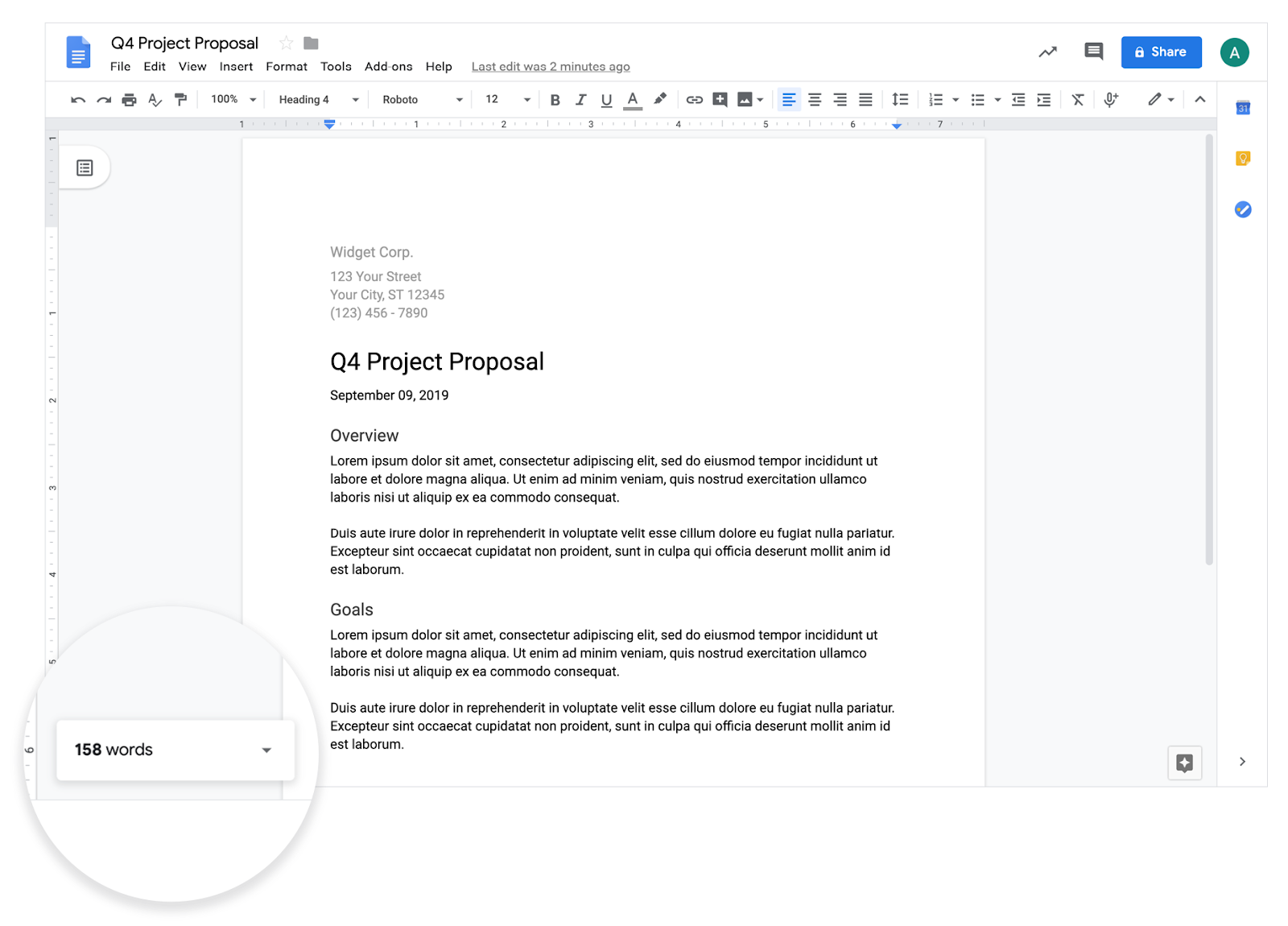 Google Workspace Updates: Display the word count as you type in