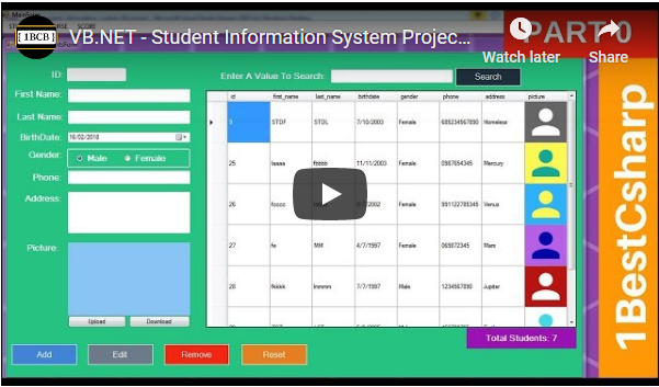 VB.Net Students Information Management System Source Code